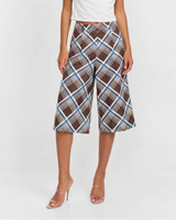 Annabelle | High-Waist Plaid Wide Leg Cropped Trousers
