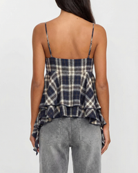 Lydia | Plaid Ruffled Peplum Cami Top