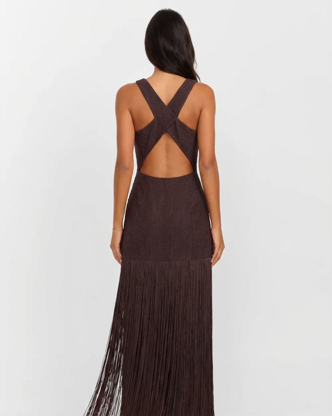Xanthe | Fringe Hem Round Neck Sleeveless Bodycon Boho Dress