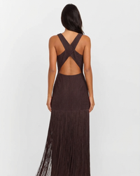 Xanthe | Fringe Hem Round Neck Sleeveless Bodycon Boho Dress