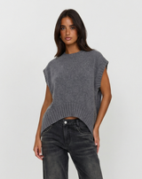 Lila | Oversized Ribbed Cropped Knit Vest