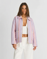 Layla | Striped Zip-Up Cropped Jacket