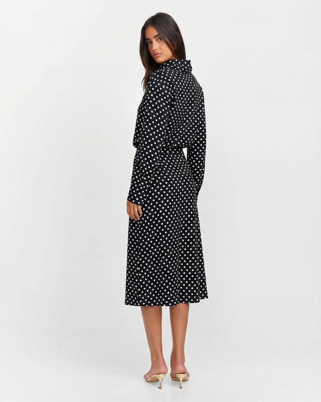 Lucy | Polka Dot Chiffon Tie Neck Matching Set