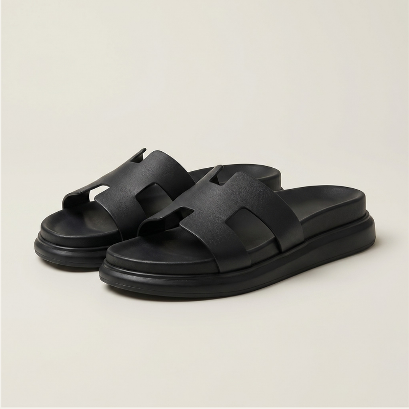 Juniper women's platform slide sandals in Black