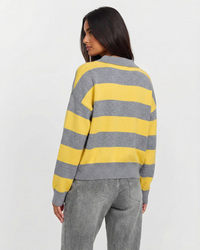 Esme | Striped Cropped Knit Polo Top