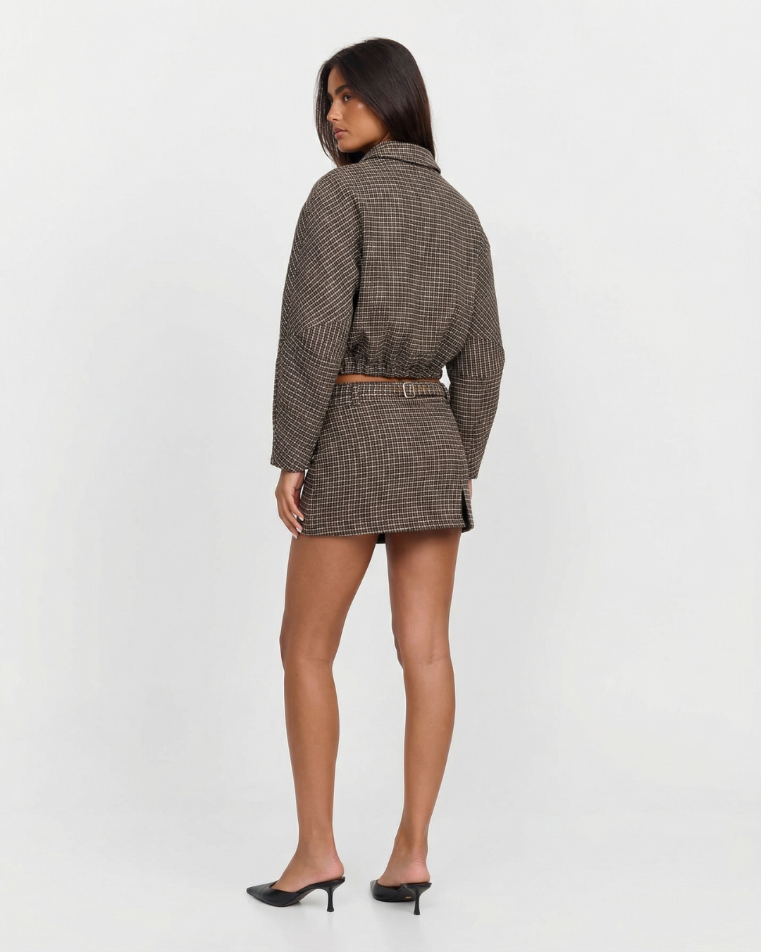 Sara | Check Cropped Jacket Mini Skirt Co-ord Set