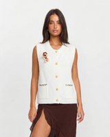 Lara | Brooch-Detail Button-Front Knit Vest