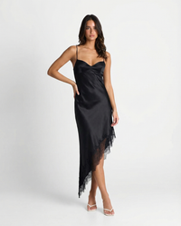 Ellen | Sweetheart Satin Lace Trim Slip Dress