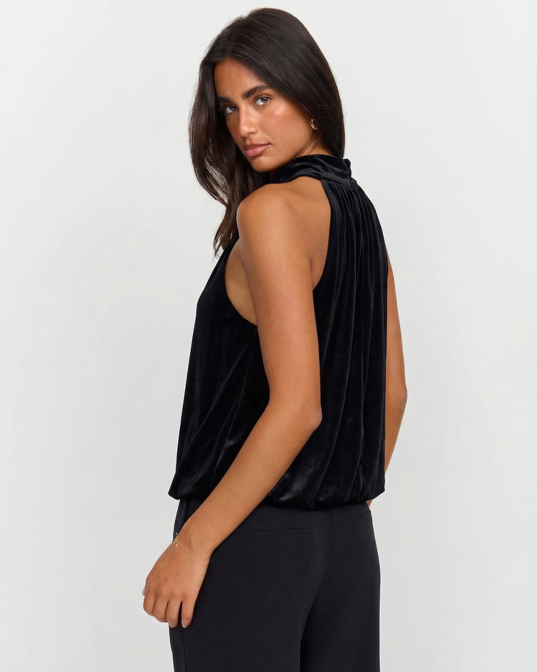 Martha | Velvet Tie-Bow Halter Top