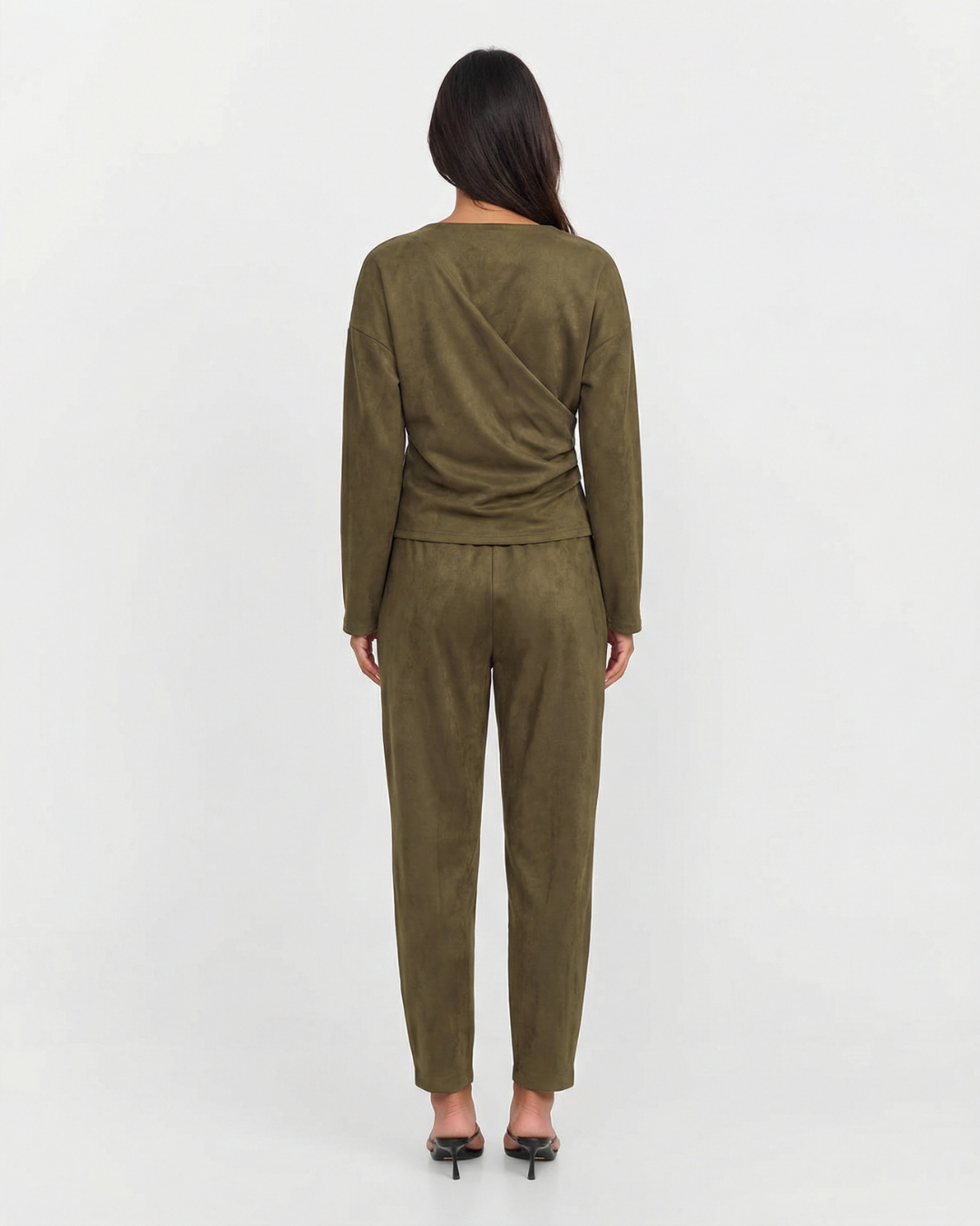 Ava | Faux Suede Wide Leg Relaxed Pants Co-ord Set