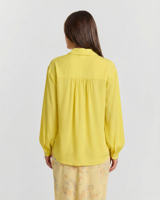 Cleo | Elegant Tie Neck Blouse Yellow