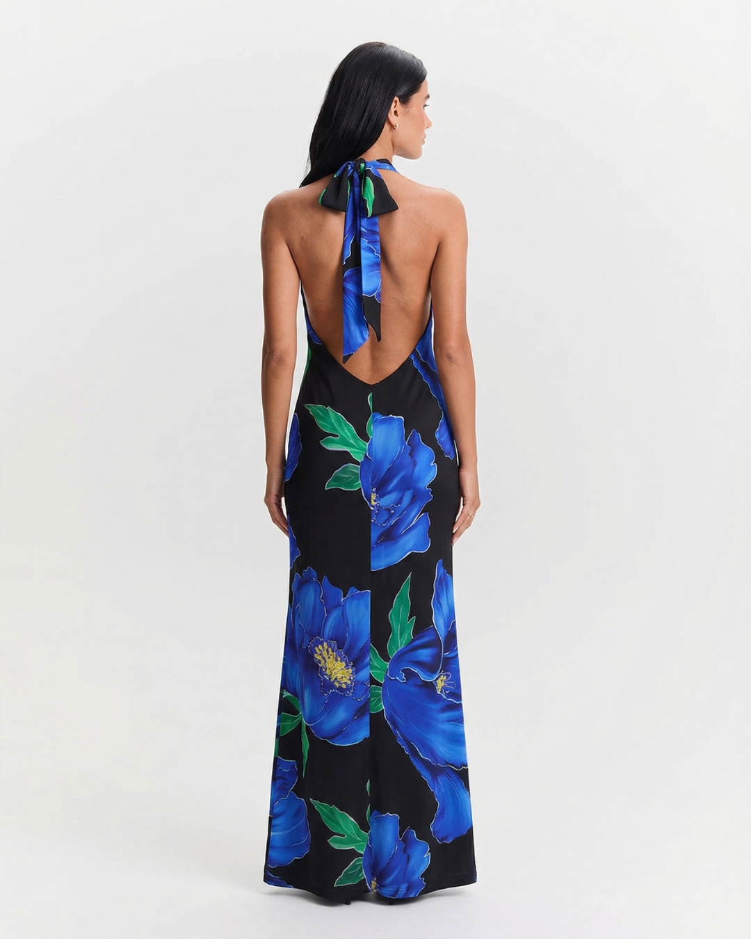 Elodie | Floral Print High Neck Bodycon Maxi Dress