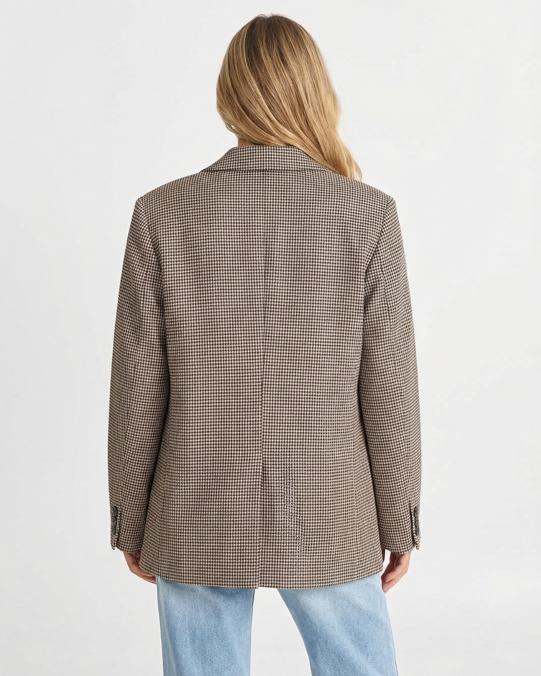 Yasmin | Micro-Check Double Breasted Tailored Blazer