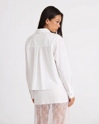 Ariella | Bow Button Cropped Cotton Shirt