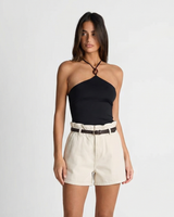 Megan | Paperbag Waist Cotton Shorts with Contrast Belt