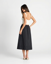 Isla | Satin Elasticated Waist A-Line Midi Skirt
