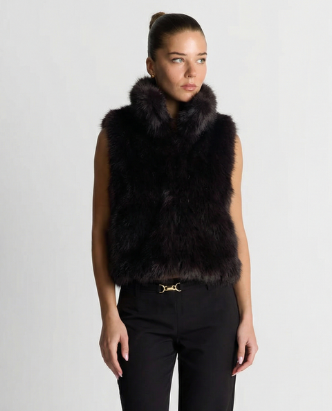 Rhiannon | Faux Fur Funnel Neck Vest