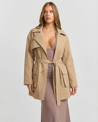 Stella | Cropped Belted Trench Coat