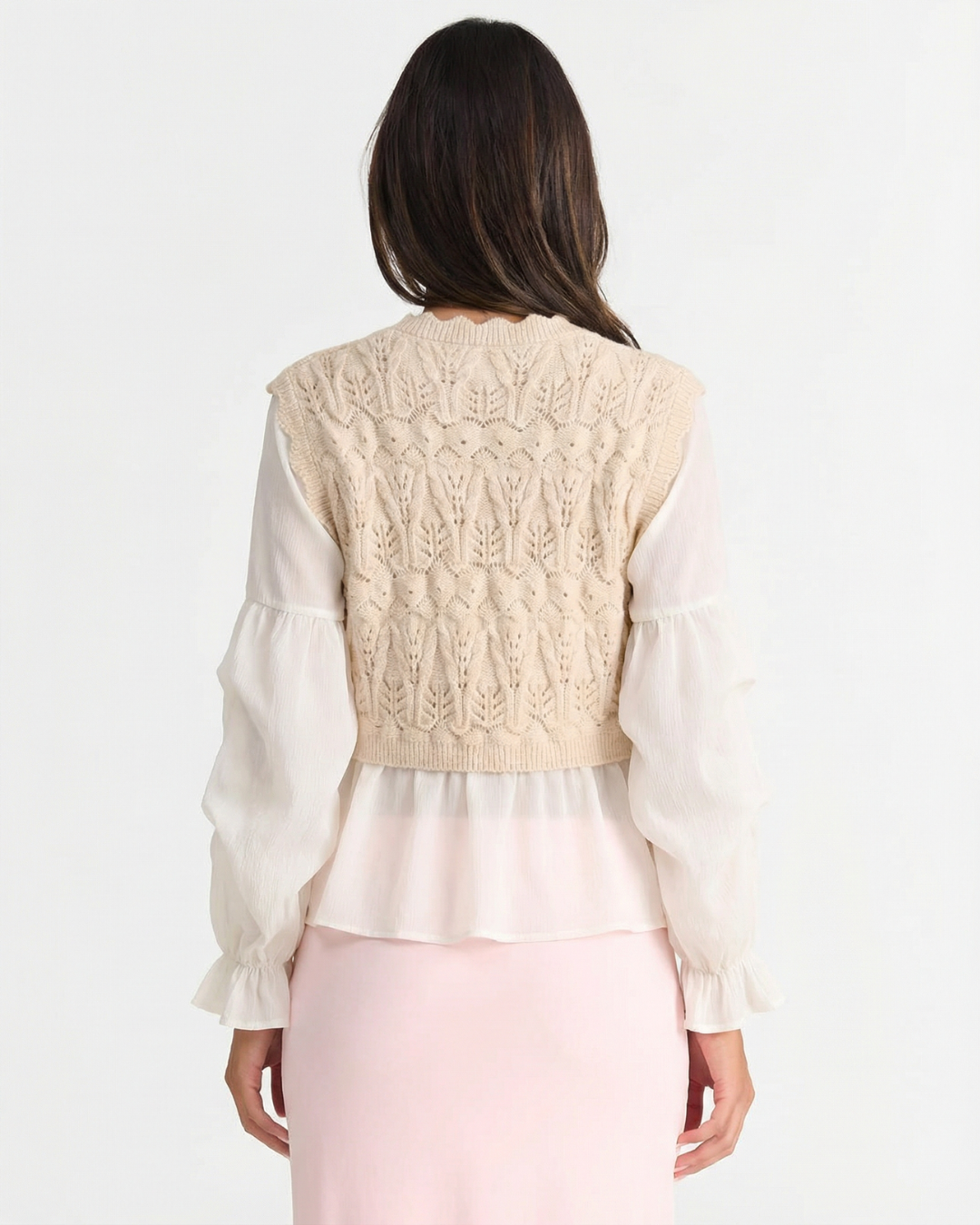 Alyssa | Cropped Cable Knit Vest