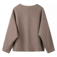 Margot | Collarless Blazer Brown Cropped Oversized