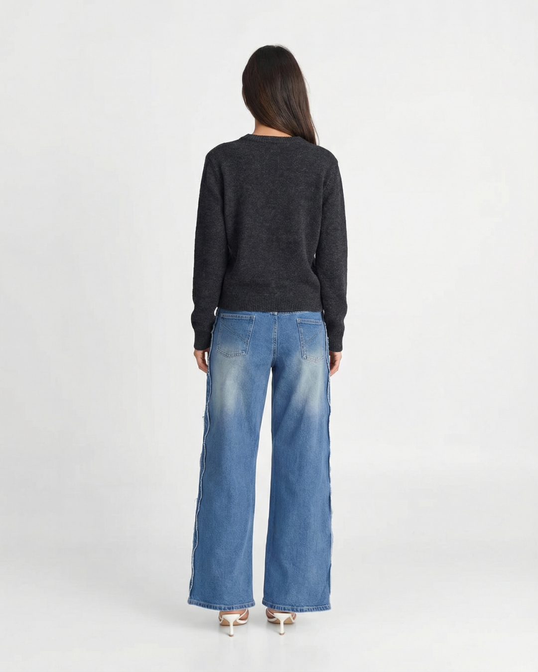 Esme | Crew Neck Ribbed Long Sleeve Relaxed Cropped Knit Top