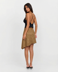 Lily | Faux Suede Asymmetric Mini Skirt