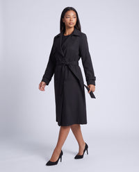 Bridget longline belted trench coat in Black - front view 2