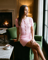 Gracie Gold Button Knit Co-ord Set - Pink - lifestyle
