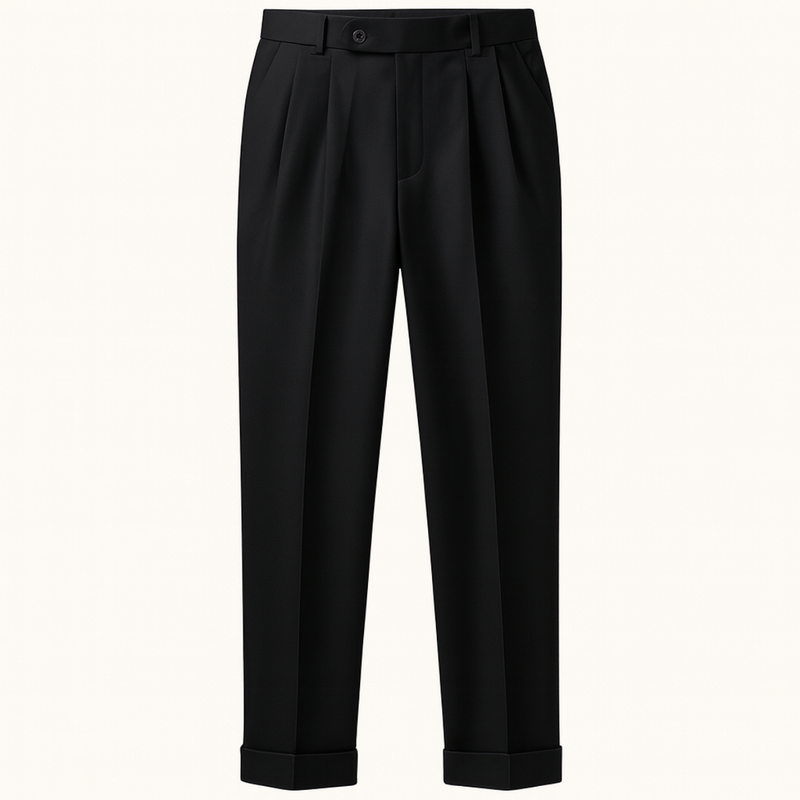 Hadleigh trousers pleat and waistband detail