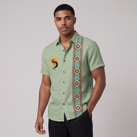 Josiah | Patterned Vintage Cotton Linen Summer Shirt