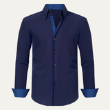 Nathan | Contrast Trim Button Down Cotton Dress Shirt