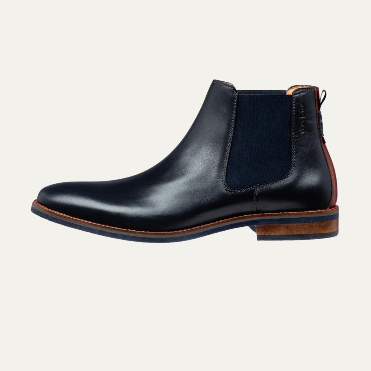 Torrington men's leather Chelsea boots in Navy Blue