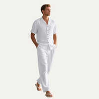 Thatcher linen pyjama set in White