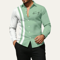 Thornbury colour block striped shirt in Green