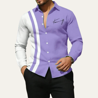 Thornbury colour block striped shirt in Purple