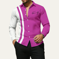 Thornbury colour block striped shirt in Magenta