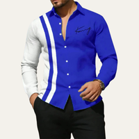 Thornbury colour block striped shirt in Blue