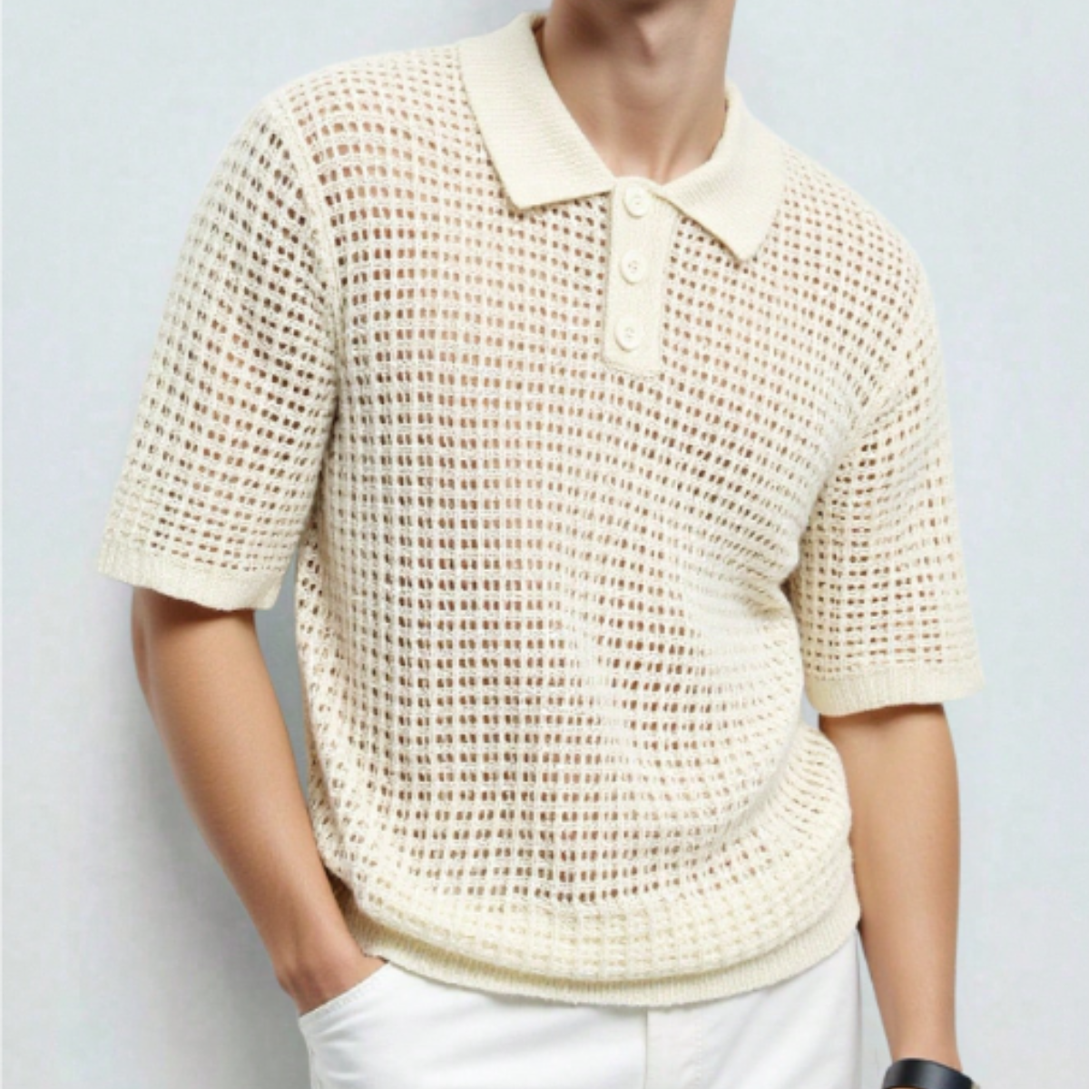 Phoenix Knitted Polo Shirt Beige