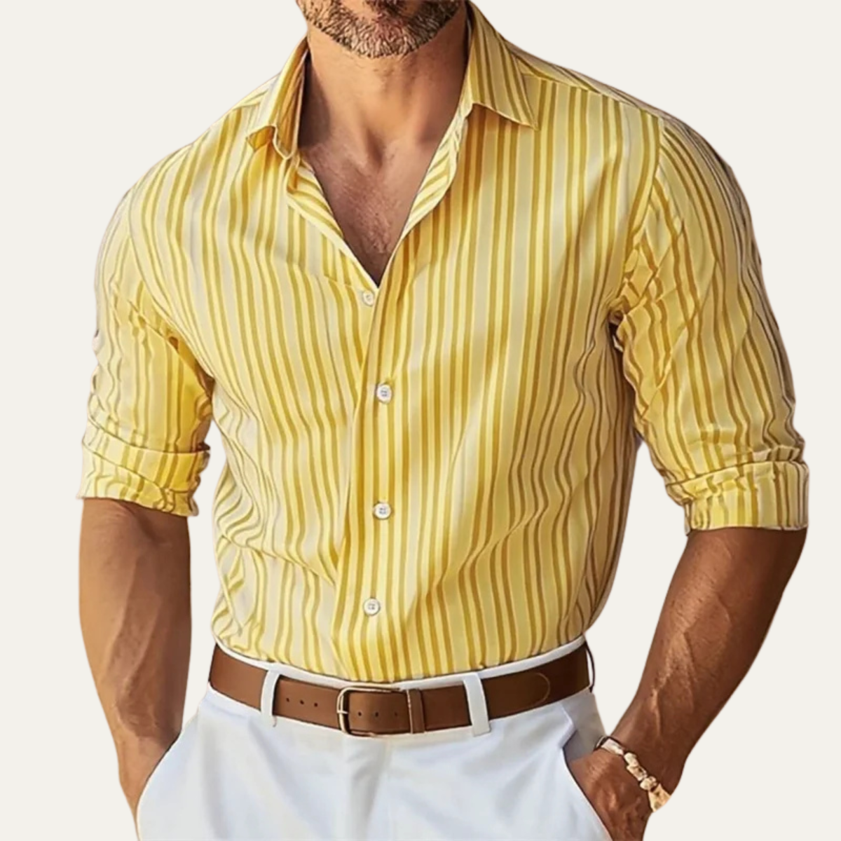 Vaughn striped long sleeve shirt in Yellow