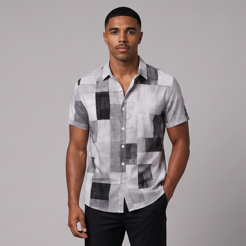 Jorge | Patchwork Short Sleeve Button-Up Summer Shirt