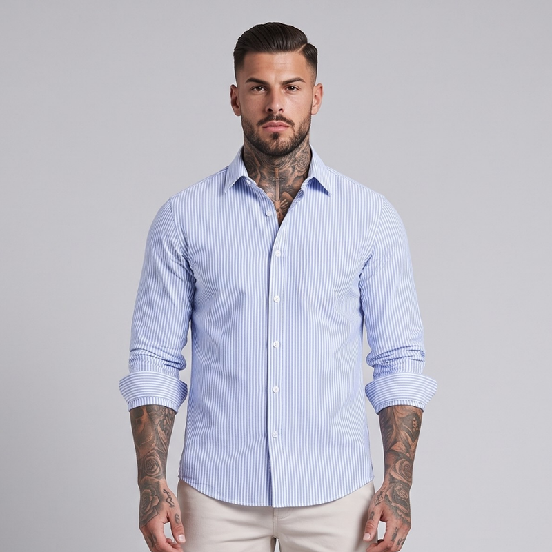 Carter | Men's Smart Casual Striped Long Sleeve Shirt