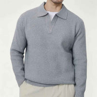 Enzo | Men's Knitted Long Sleeve Open Collar Polo Jumper