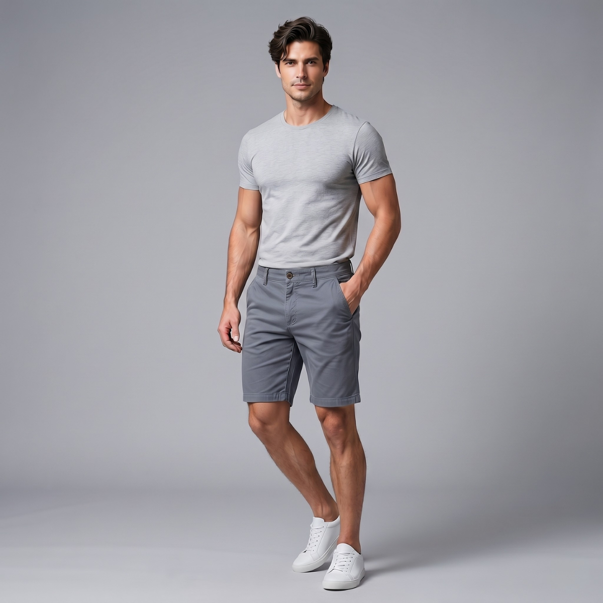 Giles Cotton Casual Shorts Grey