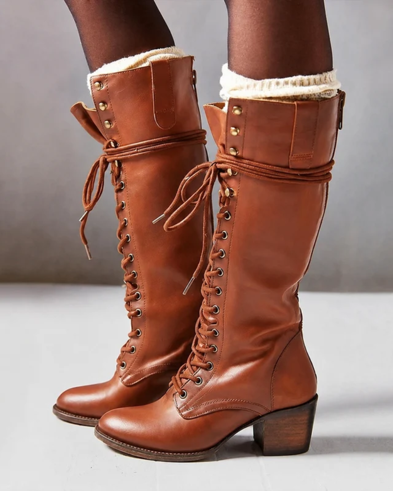 Cressida | Lace-Up Leather Combat Boots