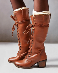 Cressida | Lace-Up Leather Combat Boots