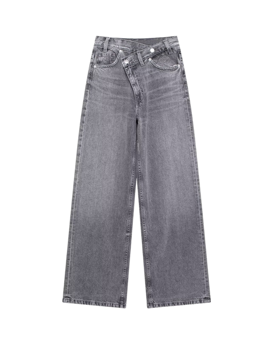 Demi | Wide Leg Jeans Dark Blue Indigo High Waisted Contrast Stitch