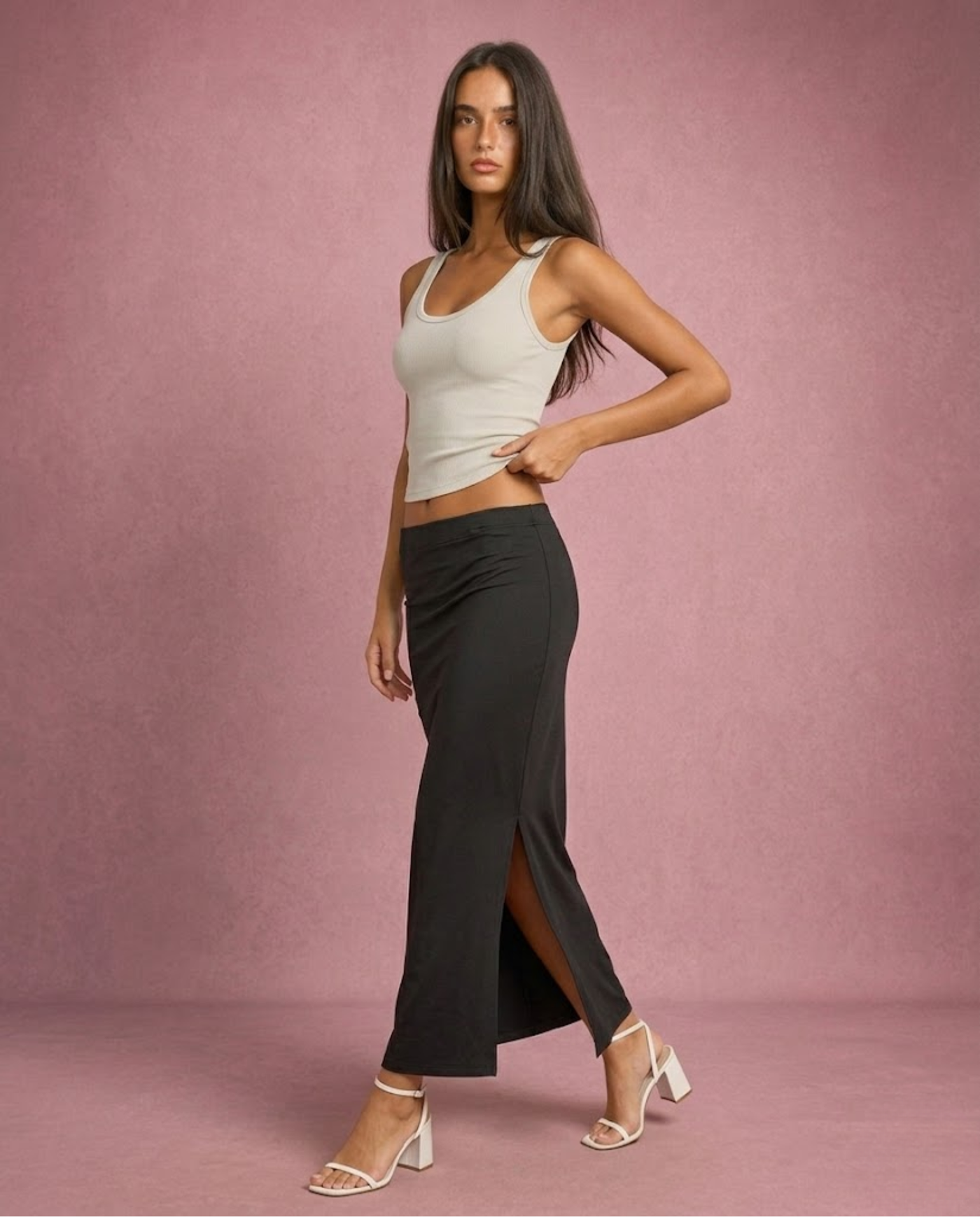 Lucy | Scoop Neck Ribbed Cotton Tank Top