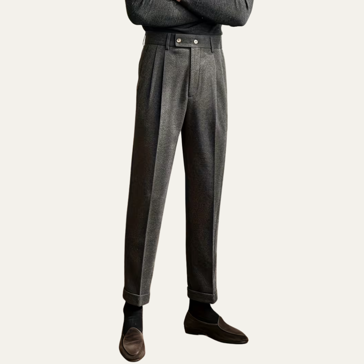 Hewitt pleated straight leg trousers
