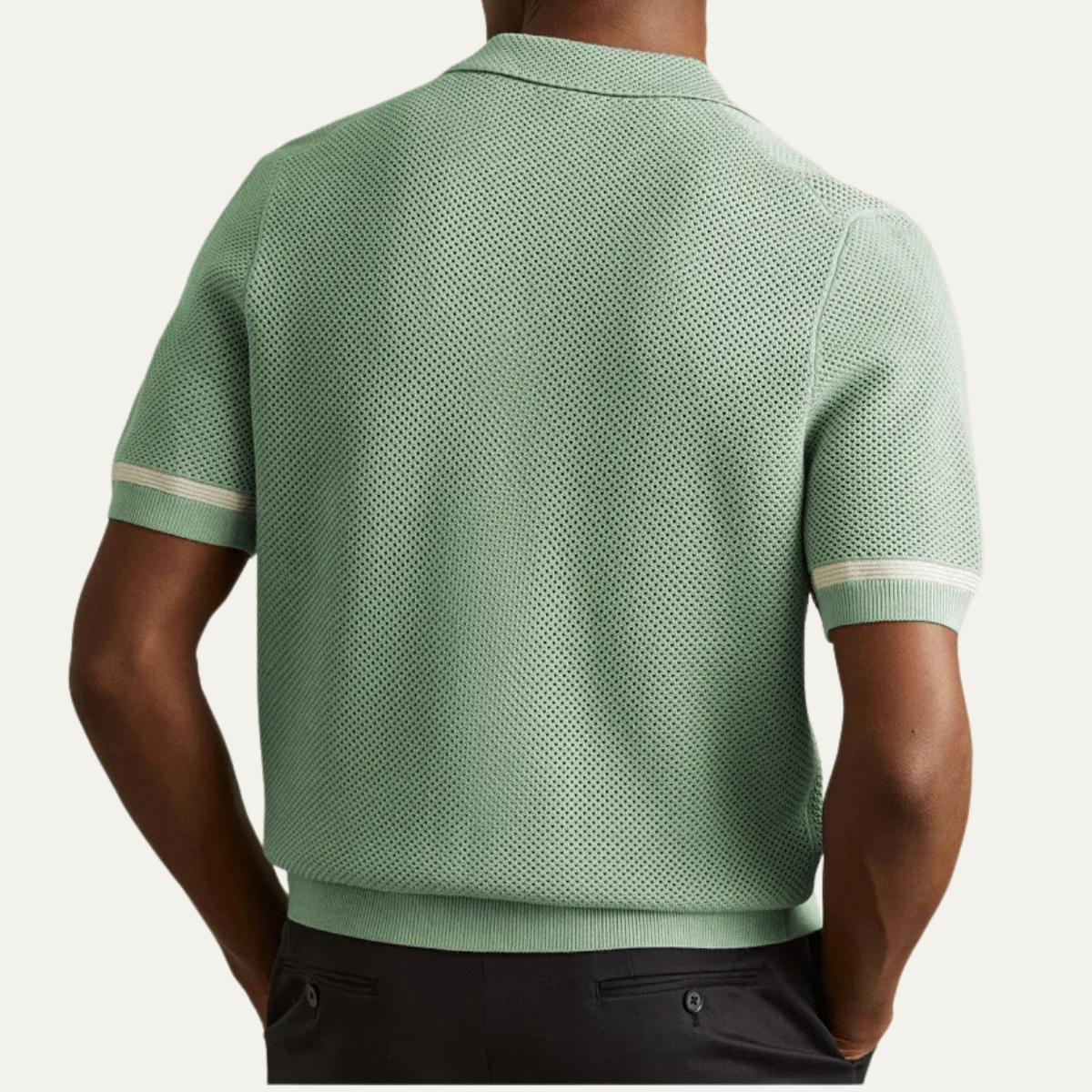 Sage knit shirt detail view 2
