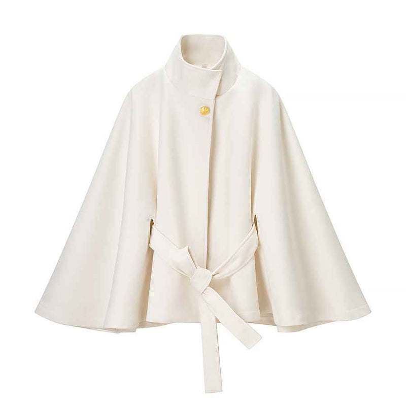 Esme | Black Jacket Belted High Neck Oversized Cape